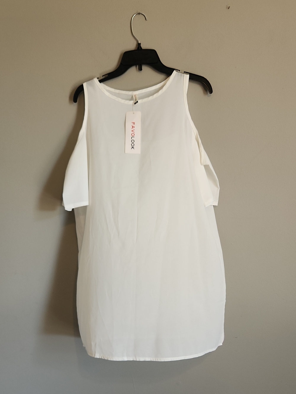 Favolook White Cold-Shoulder Tunic Top